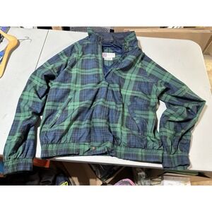 Vtg Slazenger Golf Plaid Zip Up Windbreaker Mens Large Blue Green Tartan